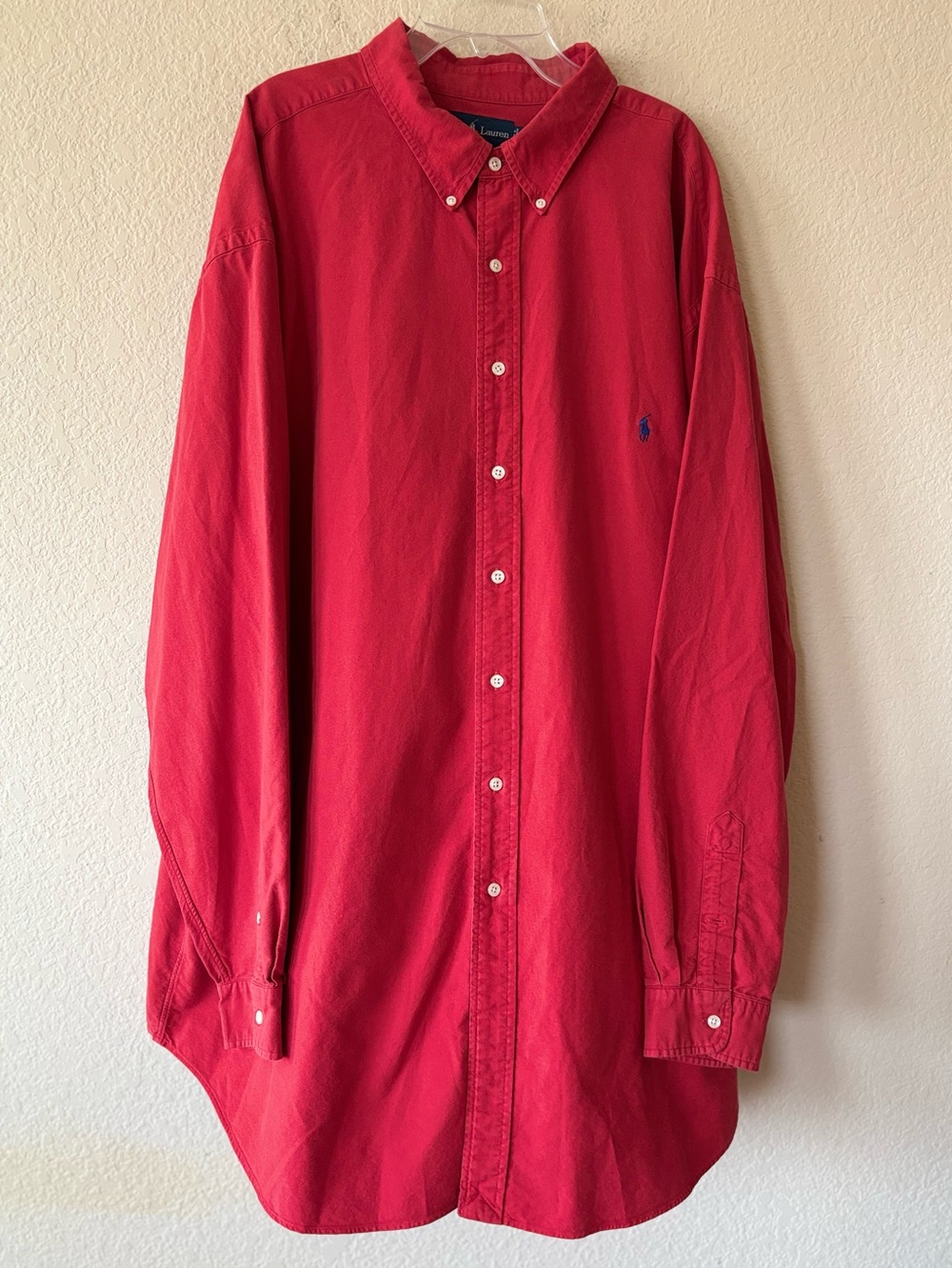 Ralph Lauren Red Big & Tall 3XLT Oxford Cotton Button Down Shirt Long Sleeve Red